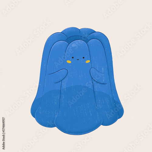 Hand-drawn illustration of a cute jelly with a face
