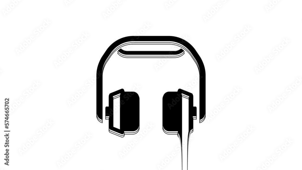 Black Headphones icon isolated on white background. Earphones. Concept for listening to music, service, communication and operator. 4K Video motion graphic animation Black Headphones icon isolated on white background. Earphones. Concept for listening to music, service, communication and operator. 4K Video motion graphic animation