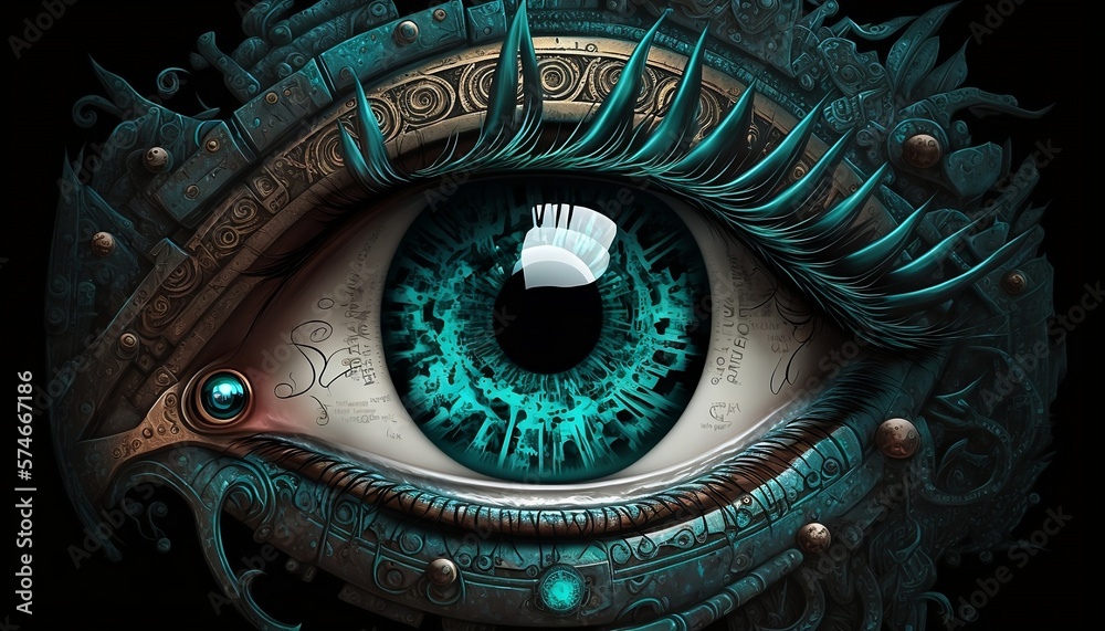 gros plan d'un oeil turquoise , généré par IA