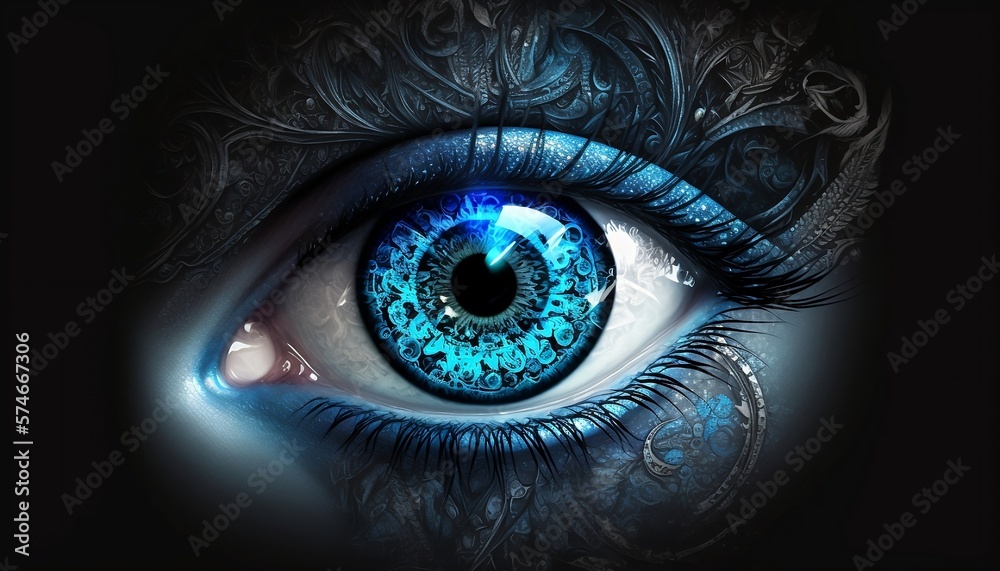 gros plan d'un oeil bleu, généré par IA gros plan d'un oeil bleu, généré par IA