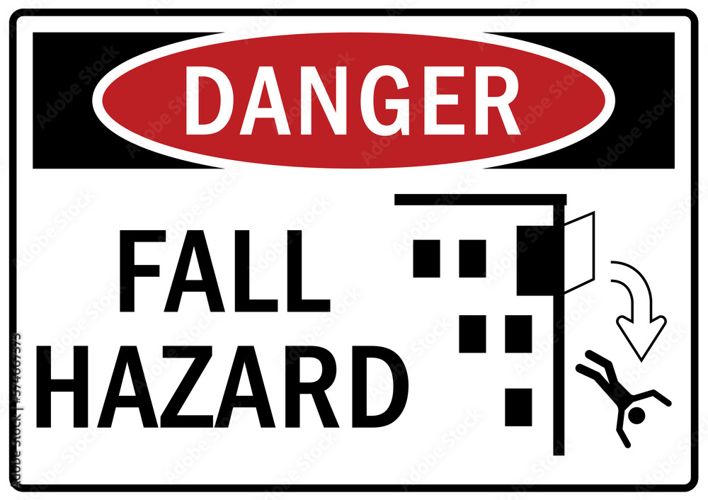 Fototapeta premium Fall hazard sign and labels