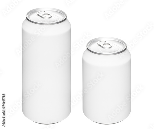 White 500ml and 330ml aluminium cans cut out