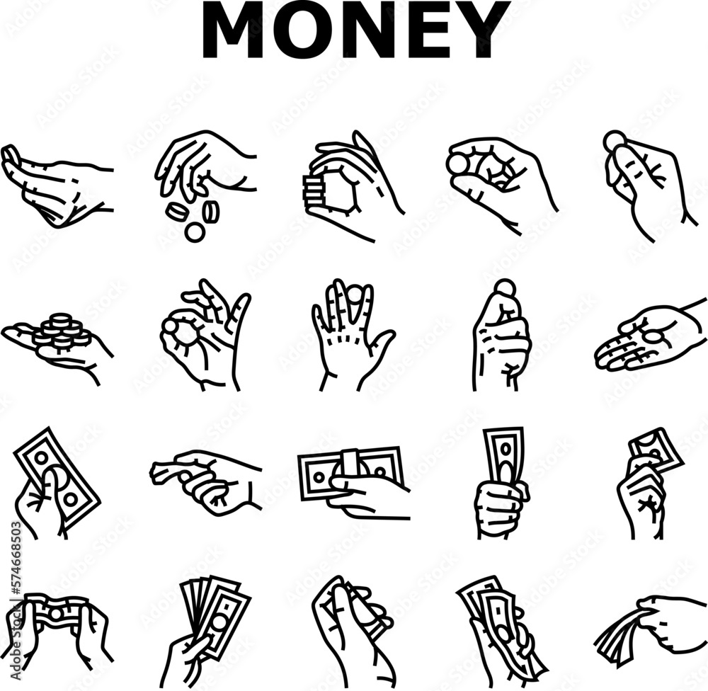 Fototapeta premium money cash payment dollar finance icons set vector