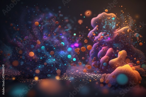 Explosion and swirl of glitter and confetti, magical abstract neon background. Generative AI