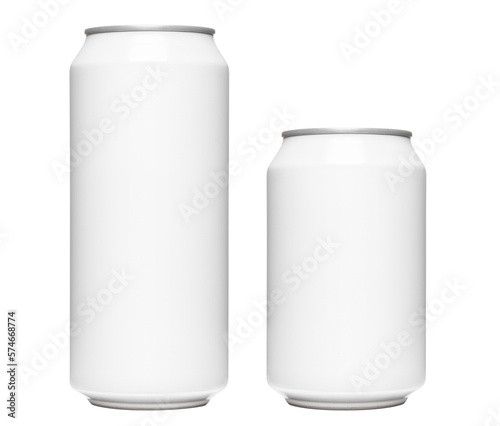 White 500ml and 330ml aluminium cans cut out