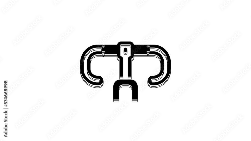 Black Bicycle handlebar icon isolated on white background. 4K Video motion graphic animation Black Bicycle handlebar icon isolated on white background. 4K Video motion graphic animation