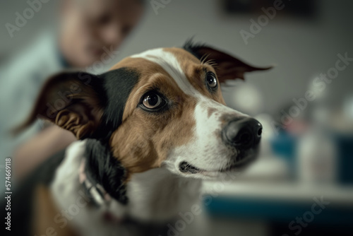 dog pet at the veterinarian office illustration Generative AI