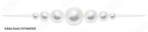 Realistic pearl divider. Luxury jewel wedding decoration