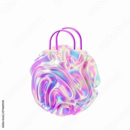 A futuristic funny handbag 3D illustration with random shape