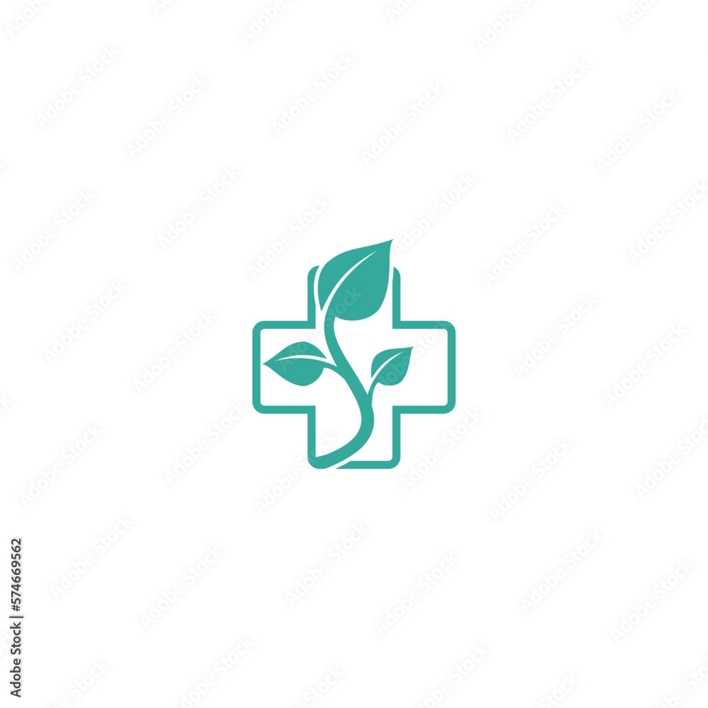 green plant and red cross vector illustration for icon,symbol or logo. suitable for natural health logo green plant and red cross vector illustration for icon,symbol or logo. suitable for natural health logo