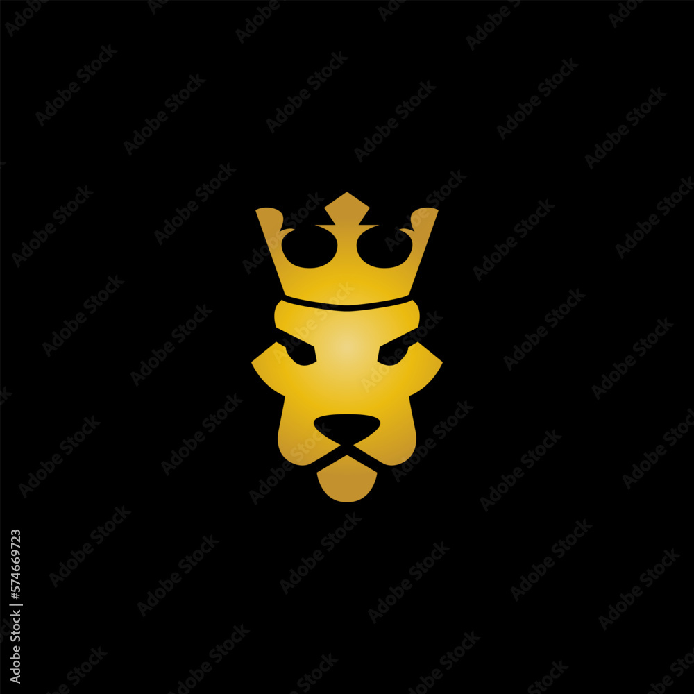 lion face and crown vector illustration for icon,symbol or logo. lion template logo