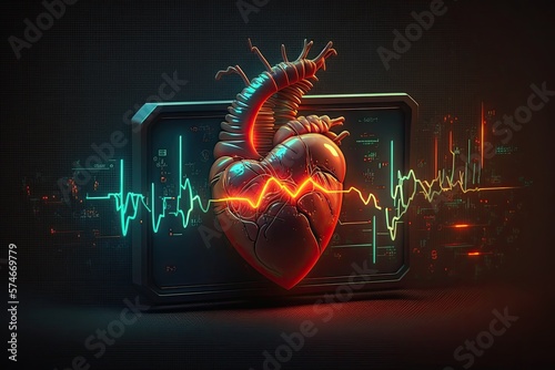 Heartbeat monitoring in high technology concept. Generative AI