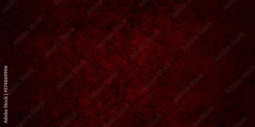 Dark red grunge textured concrete backdrop background. Panorama dark red black slate background or texture. Vector red grunge concrete texture. Stone wall background.