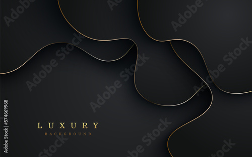 luxurious abstract black gold line overlap layers background. eps10 vector