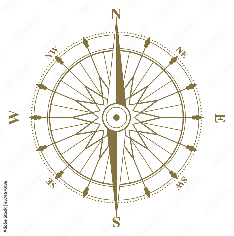 Marine rose wind. Retro nautical map compass