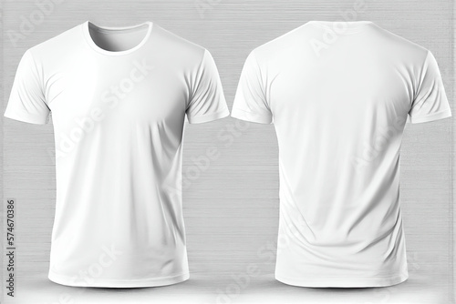 Blank white male t-shirt for mock up, Generative AI © Schizarty