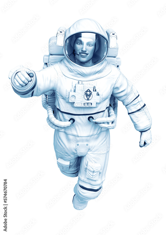 astronaut floating pose in a white background