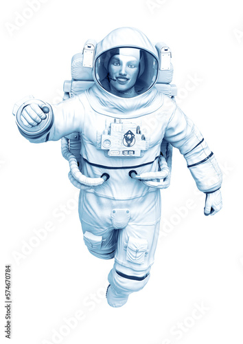 astronaut floating pose in a white background