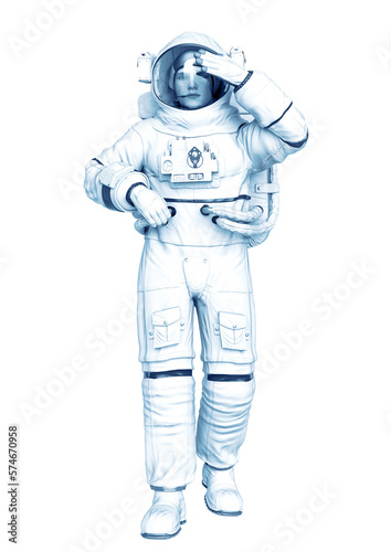 astronaut blinded in a white background