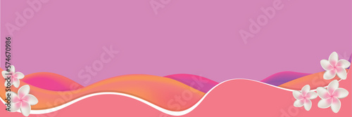 summer banner with sea and frangipani flowers in pastel colors design