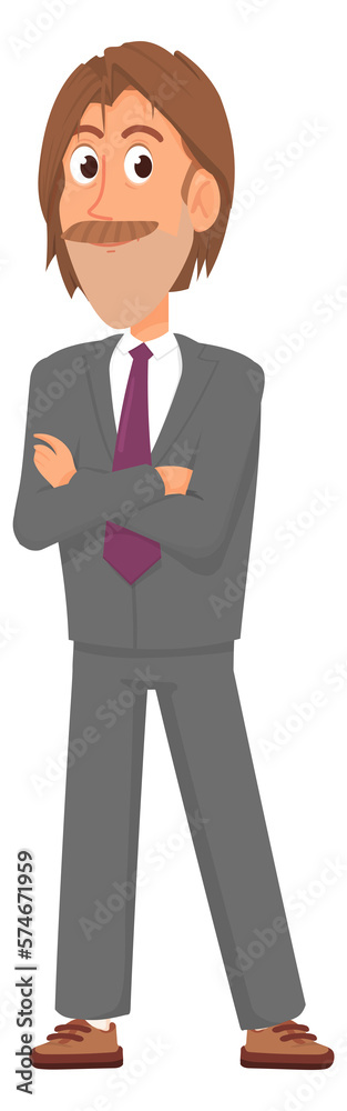 Happy confident businessman. Standing manager with crossed arms