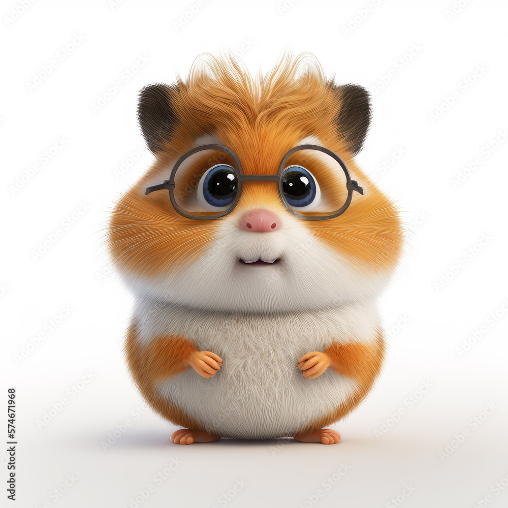 Lustiger hübscher Hamster im Pixar Style. Generated AI image