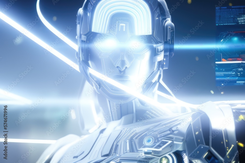 Naklejka premium White AI Robot: A Futuristic and Modern Bot for Technology and Innovation Concept Design