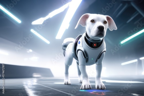 White AI Dog Robot: A Futuristic and Modern Canine Bot for Technology and Innovation Concept Design © Gabriele