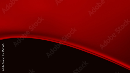 Illustration of a beautiful abstract red curved flowing geometrical shape isolated over a black background - 3D illustration, rendering