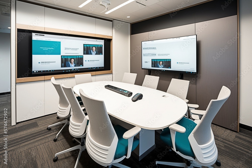 Corporate Boardroom Utilizing Technology for Virtual Meetings