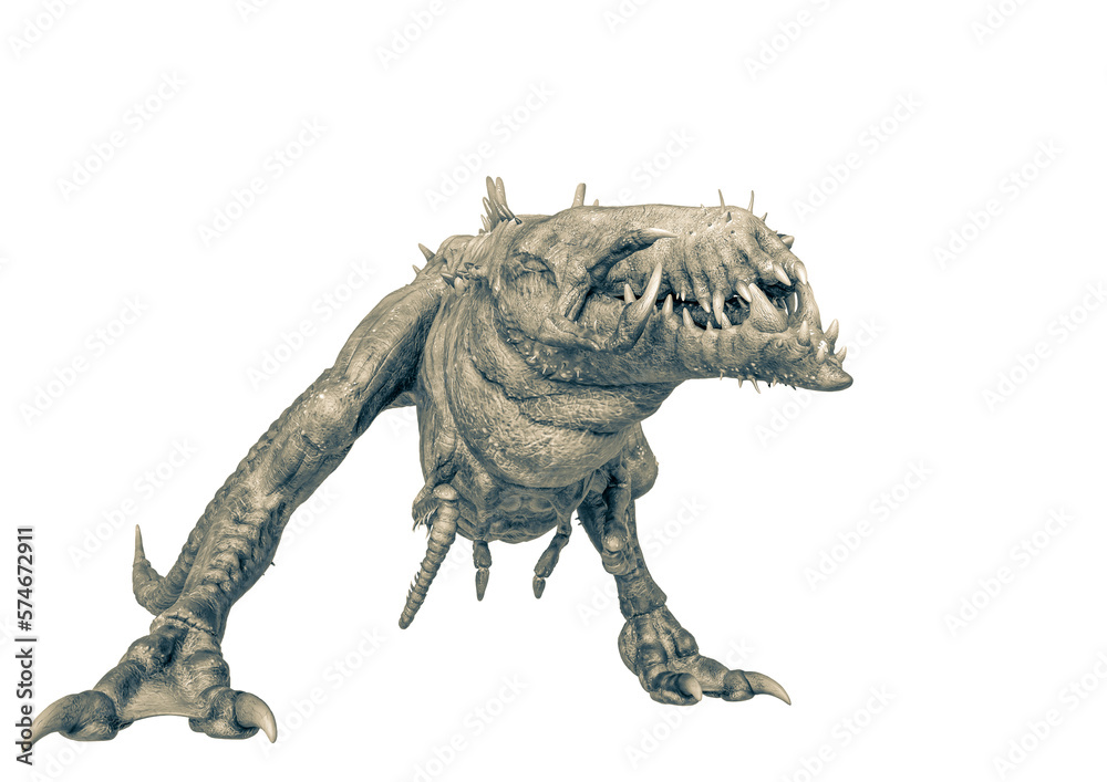 Fototapeta premium alien animal is anbush pose in a white background