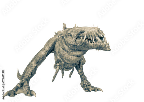 alien animal is anbush pose in a white background