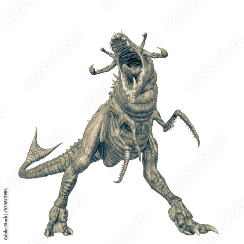 alien animal on dominate pose in a white background © DM7