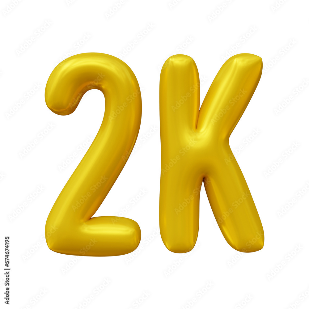 2k text design in 3d rendering for followers celebration concept 2k text design in 3d rendering for followers celebration concept