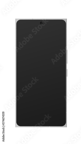mobile mockup phone with black screen on white PNG background 