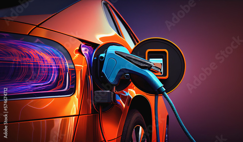 Plugged in electric car in at a EV charging station © 23_stockphotography