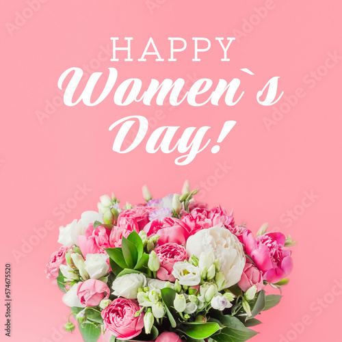 Fotografia Happy international women's day greeting card with a bouquet of flowers