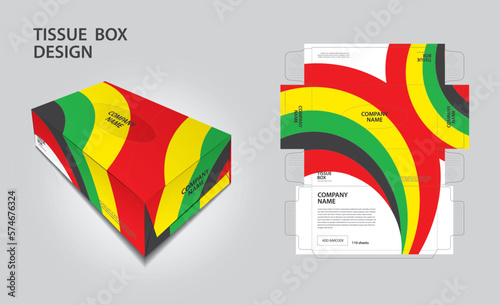 Tissue box packaging design on geometric background, box mockup, 3d box, Can be use place your text and logos and ready to go for print, Product design, Label design, Packaging design template vector