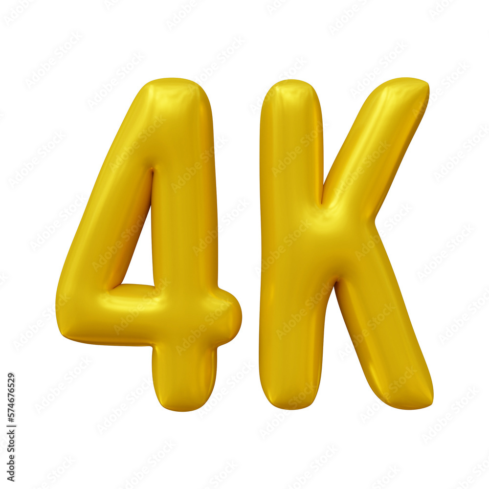 4k text design in 3d rendering for followers celebration concept 4k text design in 3d rendering for followers celebration concept