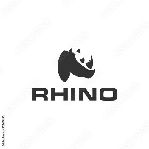 rhino head silhouette logo icon design