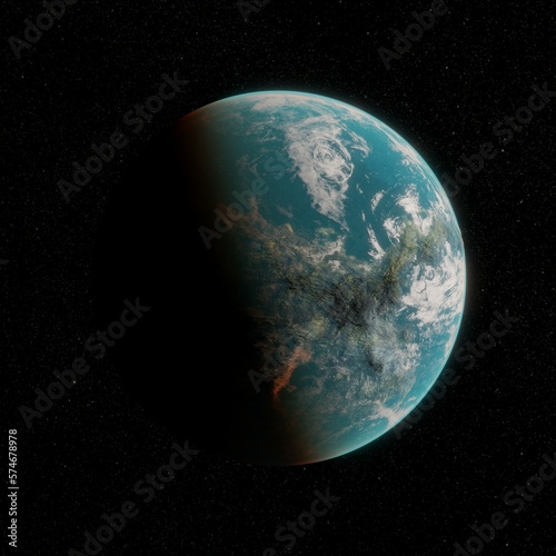 3D illustration of an exoplanet.