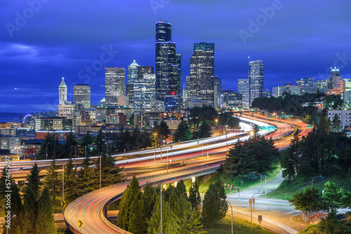 Seattle, Washington, USA Downtown Skyline and Highways