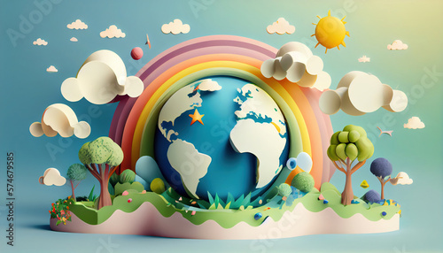 World environment and earth day concept 3D illustration. Generative AI.