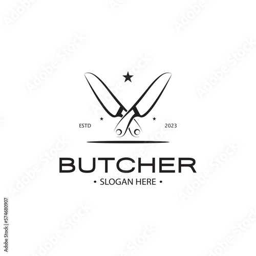 butcher knife vintage logo illustration,chef knife logo template,for business,badges,restaurants,abattoirs,butcher shops,cafes,brands,and knife shops.With modern simple minimalist vector concept.