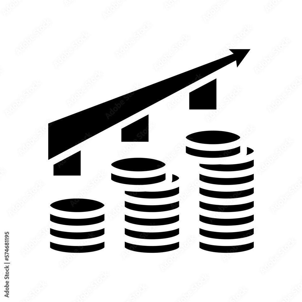 growth trend gold coin glyph icon vector illustration growth trend gold coin glyph icon vector illustration