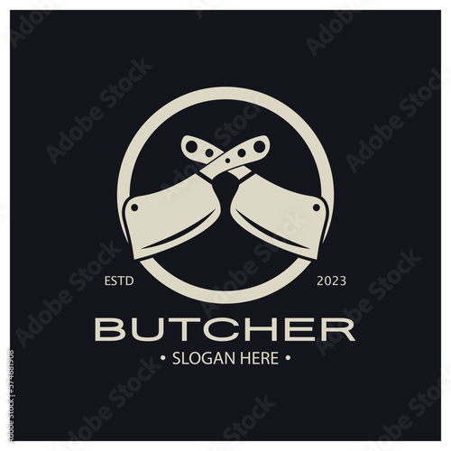 butcher knife vintage logo illustration,chef knife logo template,for business,badges,restaurants,abattoirs,butcher shops,cafes,brands,and knife shops.With modern simple minimalist vector concept.