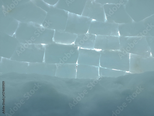 Fondo con detalle y textura de bloques de hielo desde el interior de un iglu