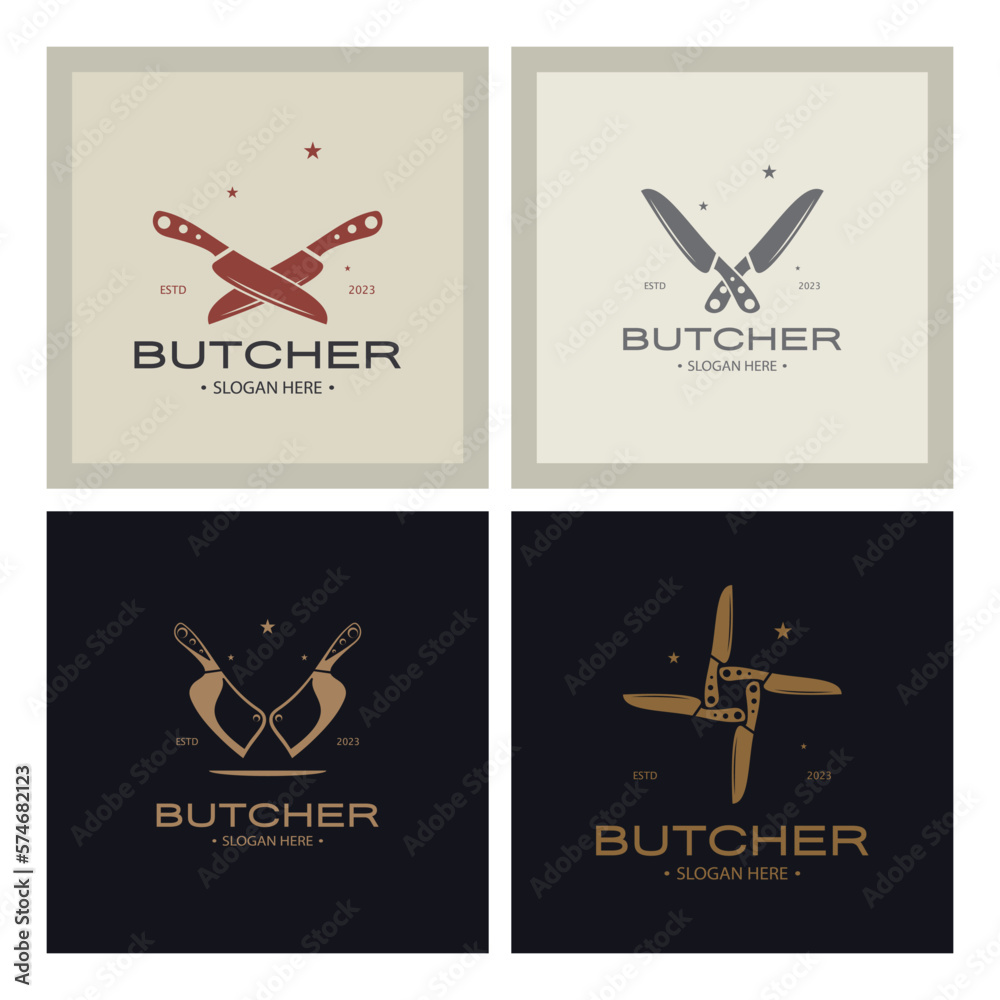 butcher knife vintage logo illustration,chef knife logo template,for business,badges,restaurants,abattoirs,butcher shops,cafes,brands,and knife shops.With modern simple minimalist vector concept.