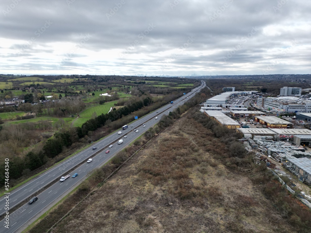 M11 Debden Essex Drone, Aerial, view from air, birds eye view,