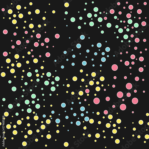 Circle patterns of different sizes. Colorful circles modern fabric pattern. Simple flat. Round abstract dots background of artistic bubbles in halftone style with gradients.